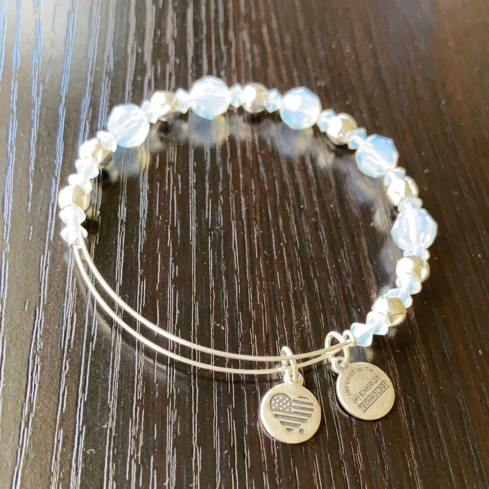 Silver and White Alex and Ani bracelet